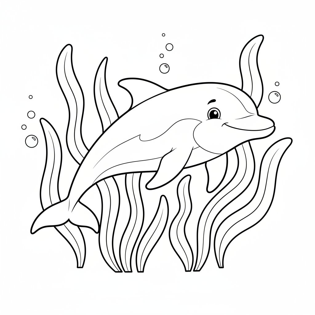 Página para Colorear de Delfín Encantador - Medio
