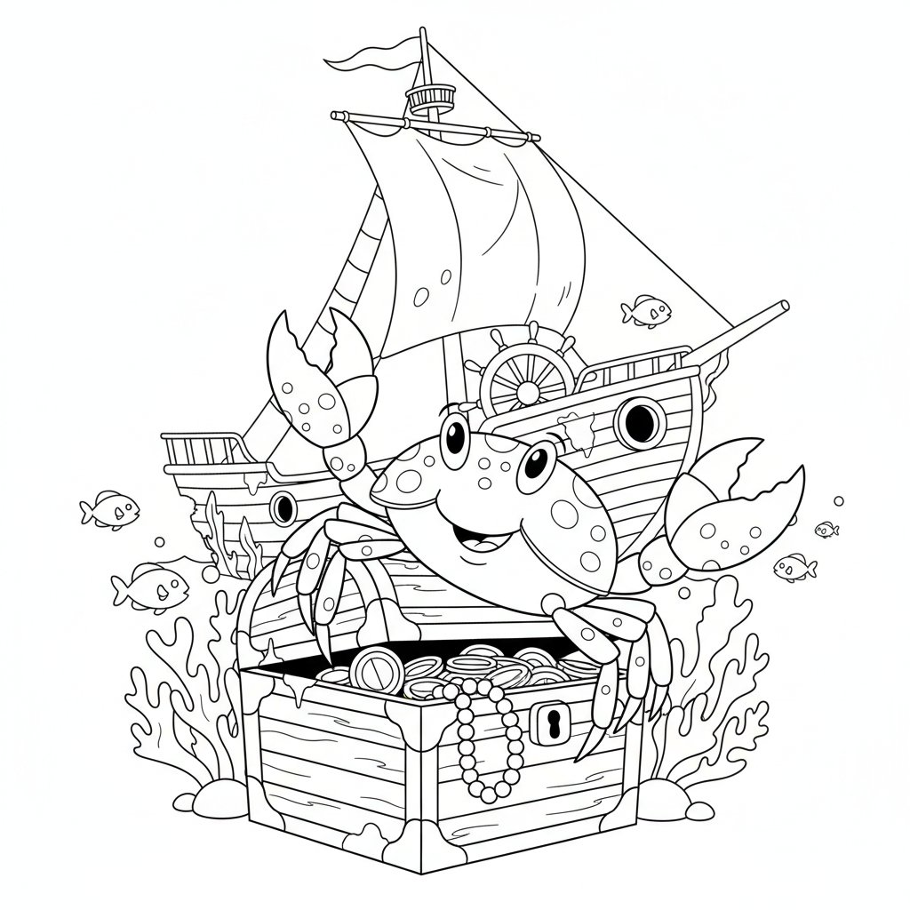 Página para colorear de cangrejo - Medio