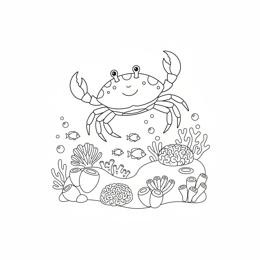 Página para Colorear de Lindo Cangrejo - Medio