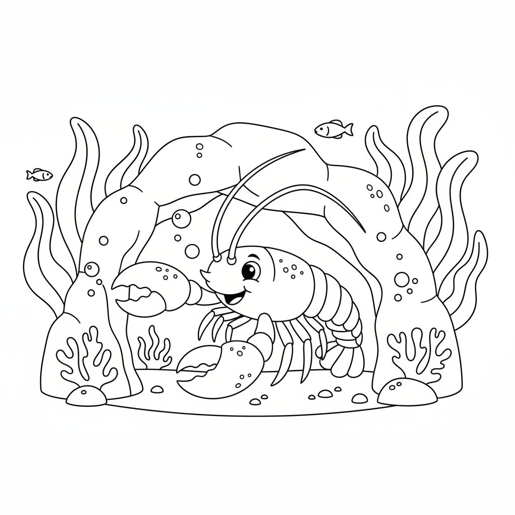 Lobster Coloring Page - Medium