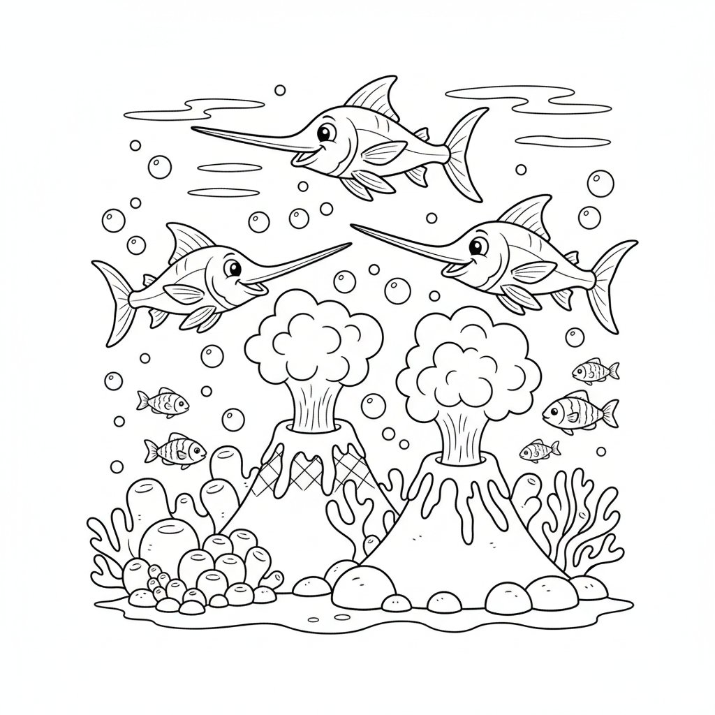 Página para Colorear de Pez Espada Majestuoso - Medio