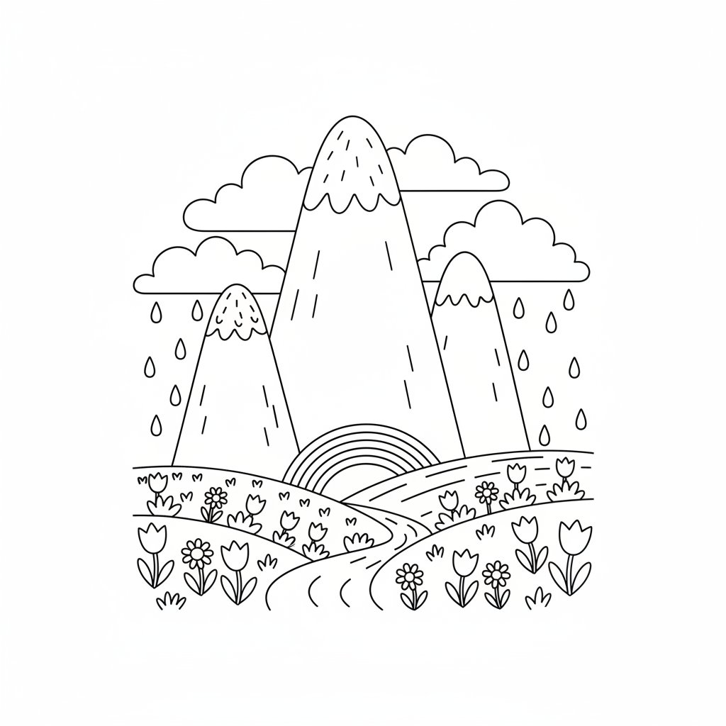 Página para Colorear Lluvia de Primavera - Medio