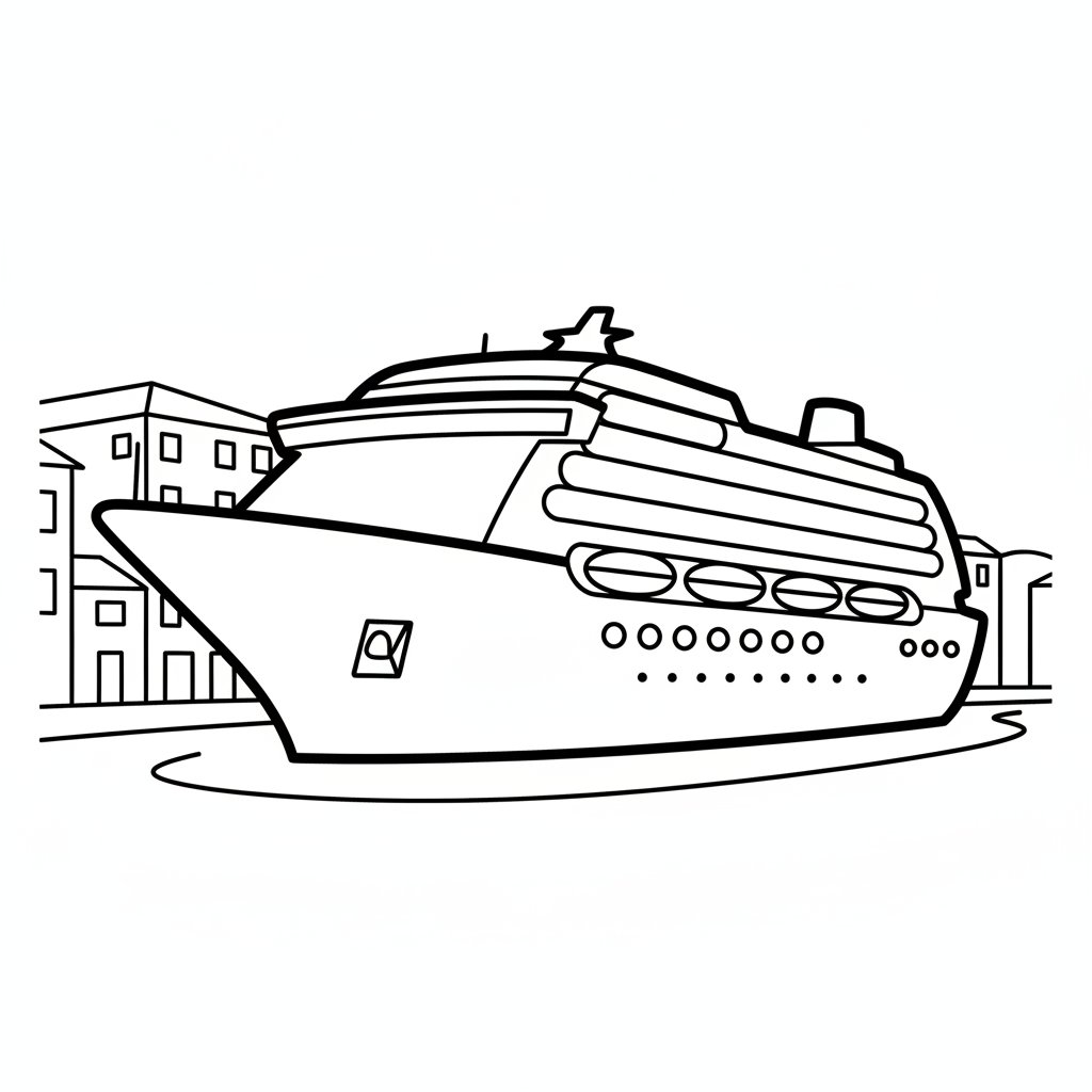 Página para Colorear Hermoso Crucero - Fácil