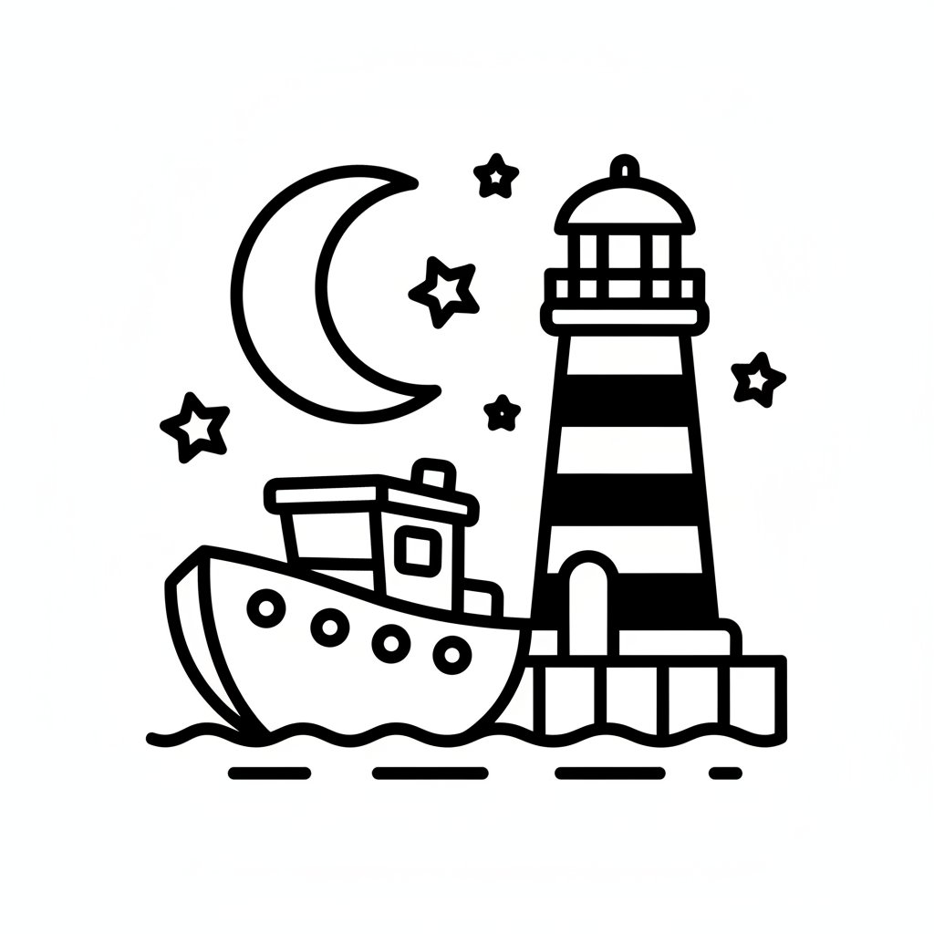 Página para Colorear del Bote Salvavidas - Fácil