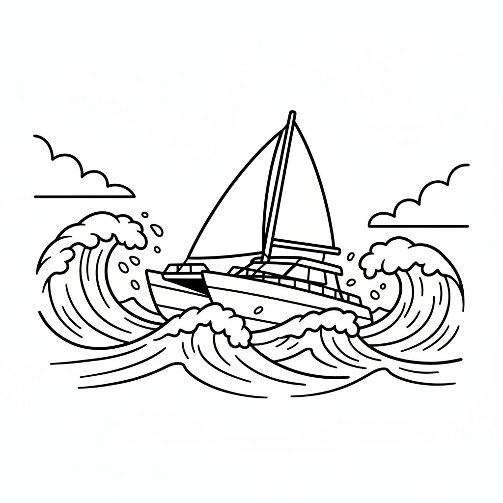 Página para Colorear de Catamarán Radiante - Fácil