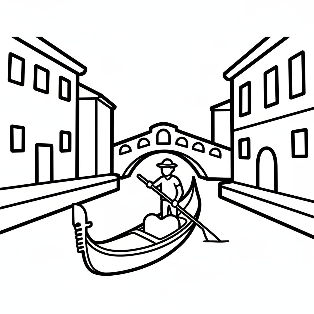 Página para Colorear de Góndola Impresionante - Fácil