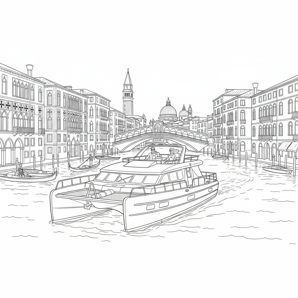 Página para Colorear de Catamarán - Difícil