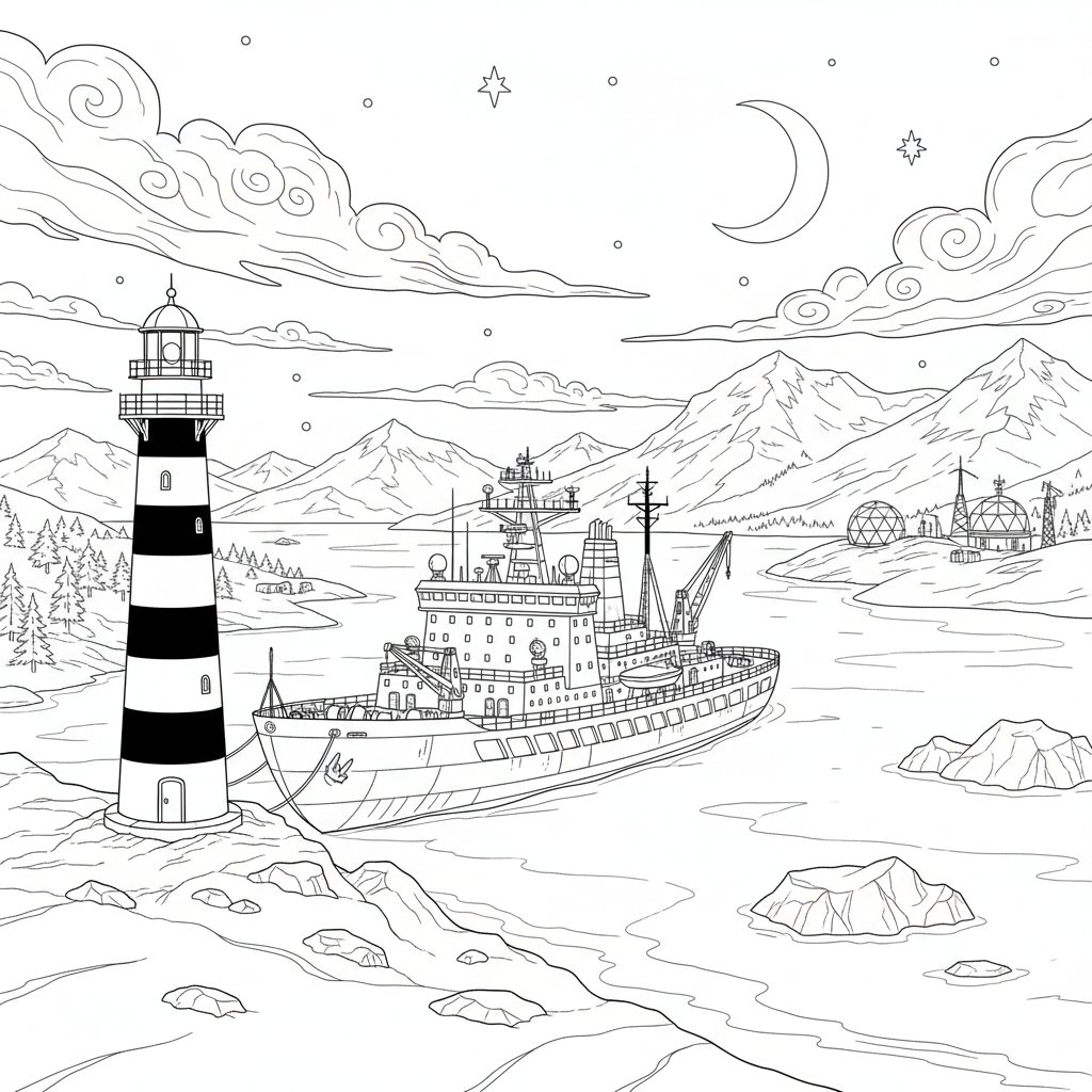 Rompehielos Página para Colorear - Difícil