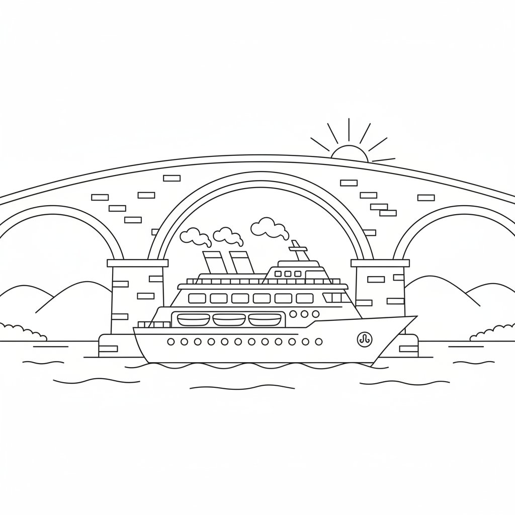 Elegant Cruise Ship Coloring Page - Medium