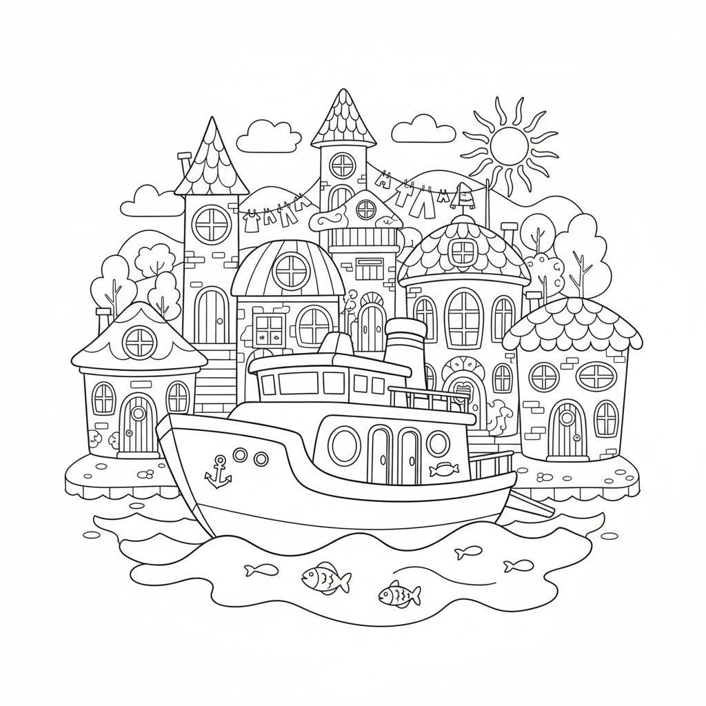 Página para Colorear de Ferry - Medio