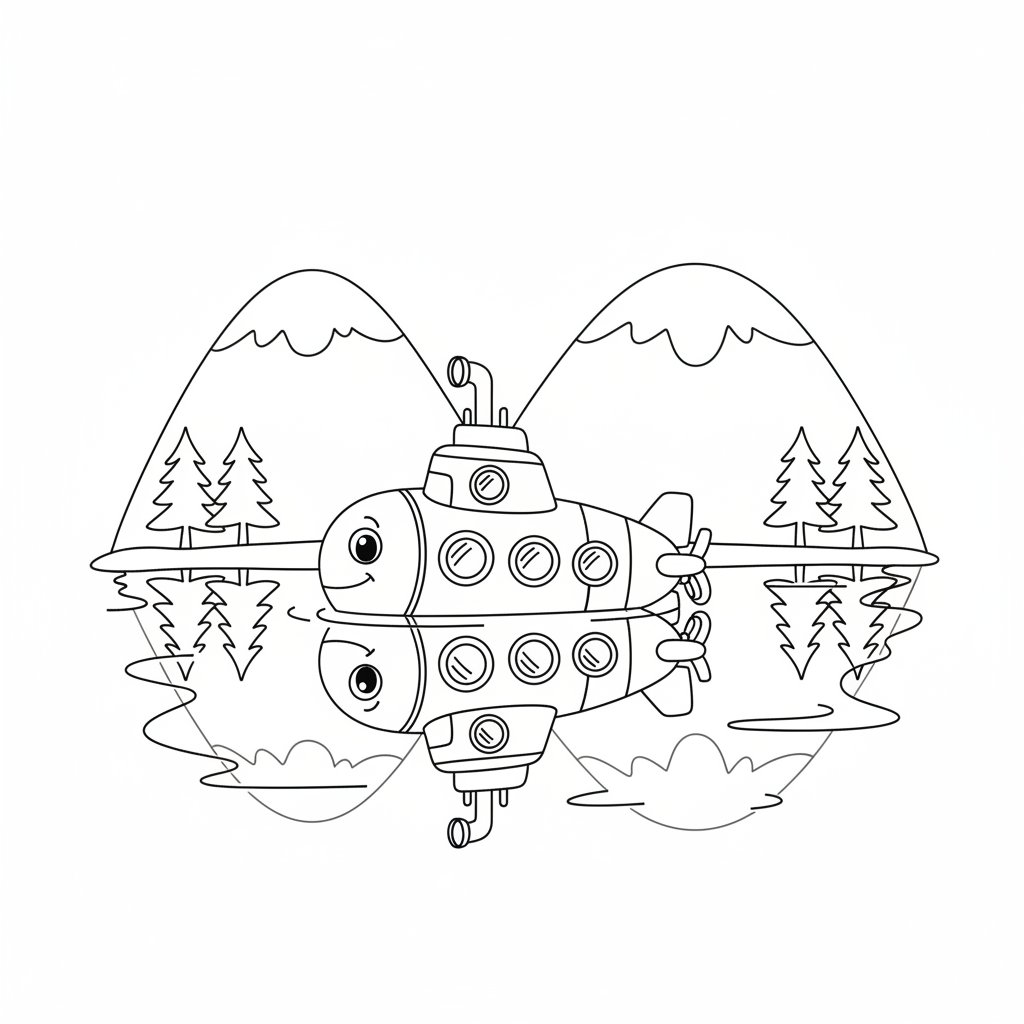 Página para Colorear de Submarino - Medio