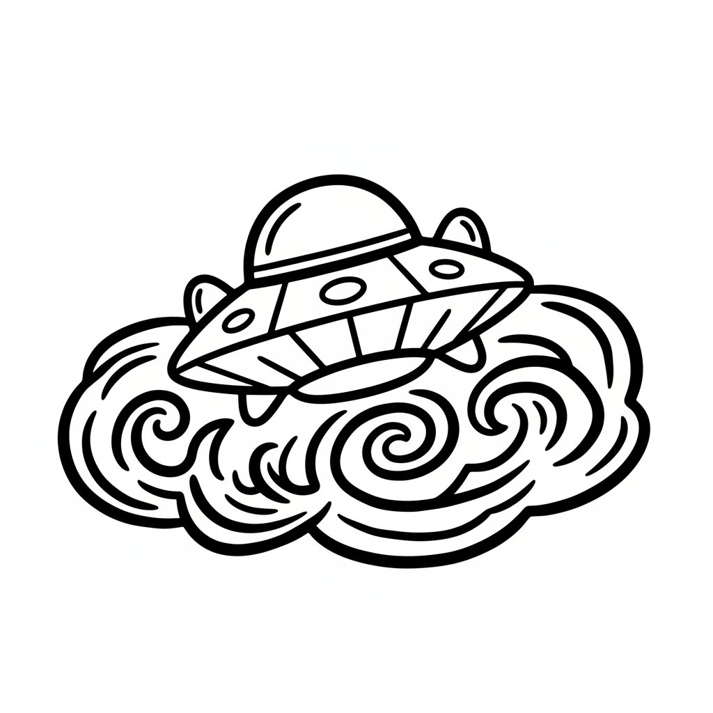 Página para Colorear de Nave Espacial Alienígena - Fácil