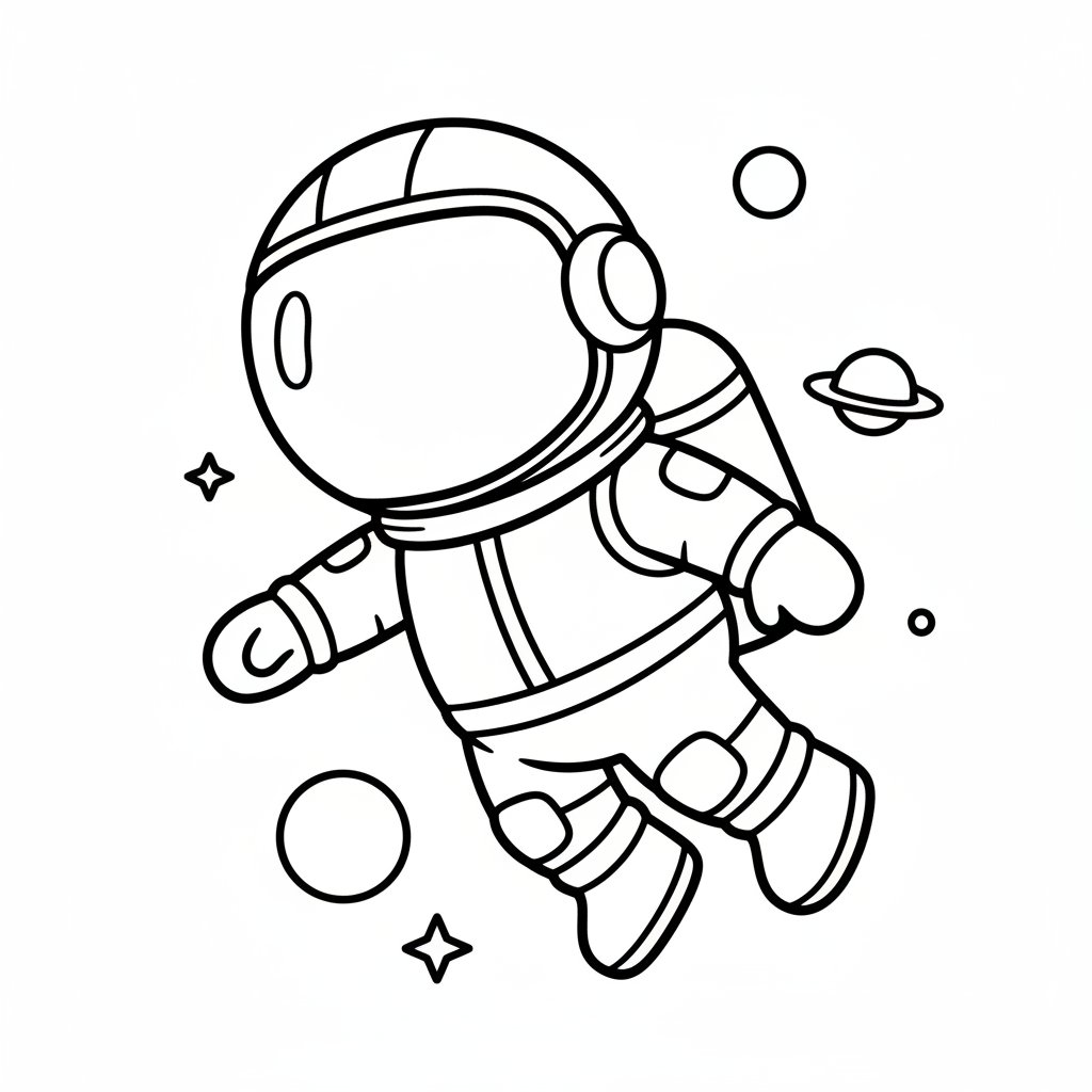Hermoso Explorador Espacial para Colorear - Fácil