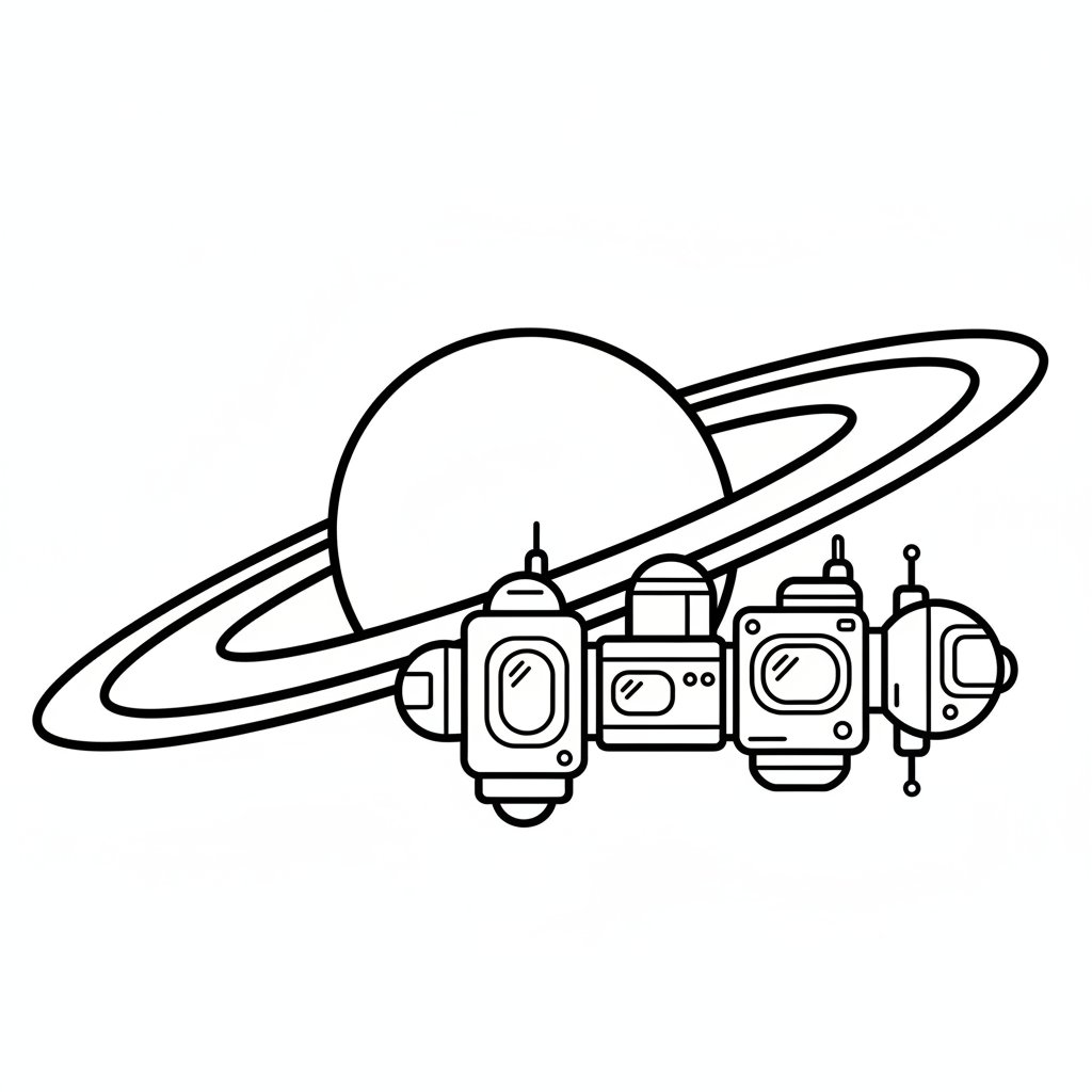 Página para Colorear de Colonia Espacial Suave - Fácil