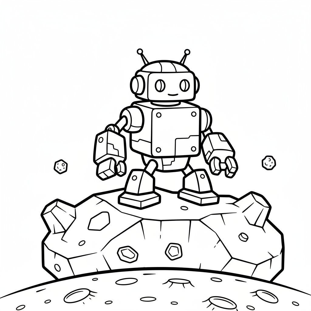 Página para Colorear Robot en Marte - Fácil