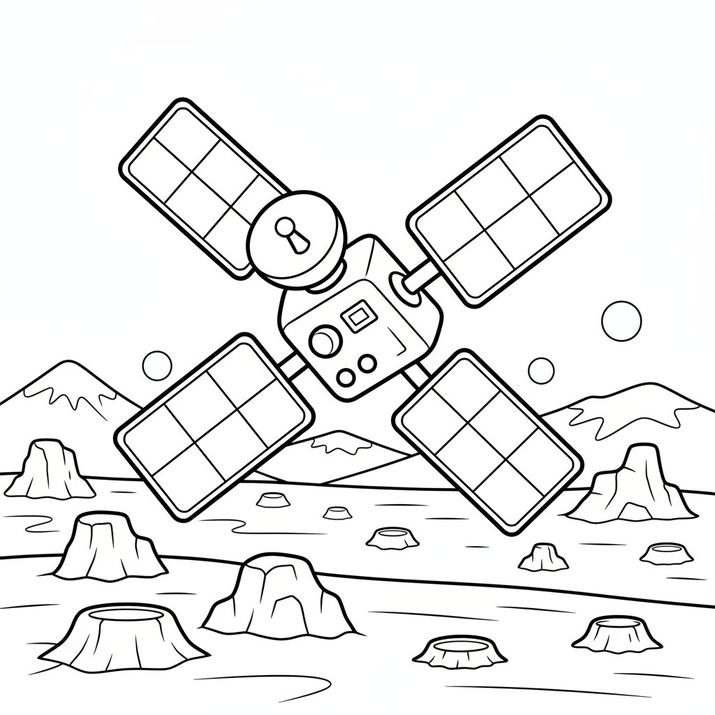 Página para Colorear de Satélite - Fácil