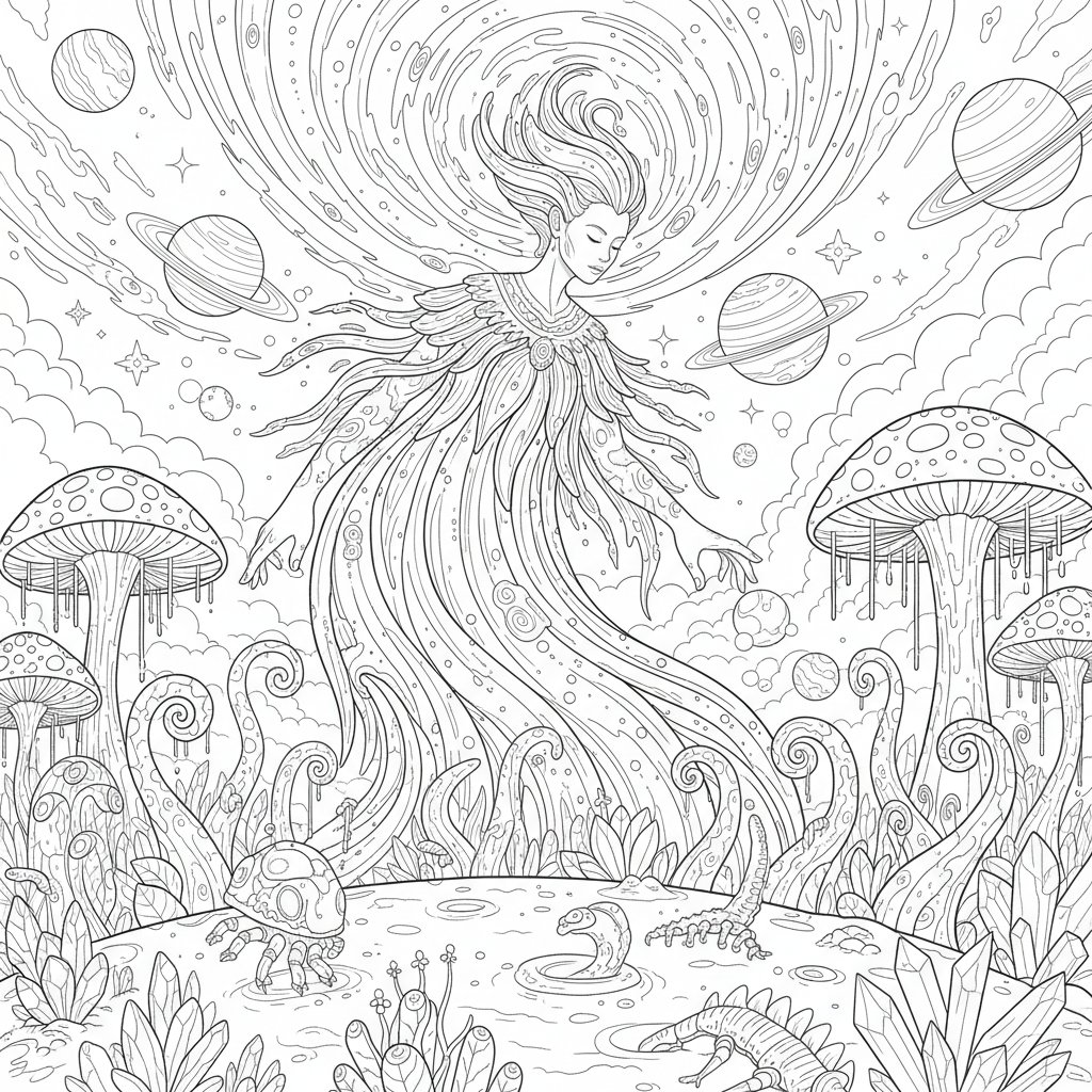 Página para Colorear de Nebulosa Encantadora - Difícil