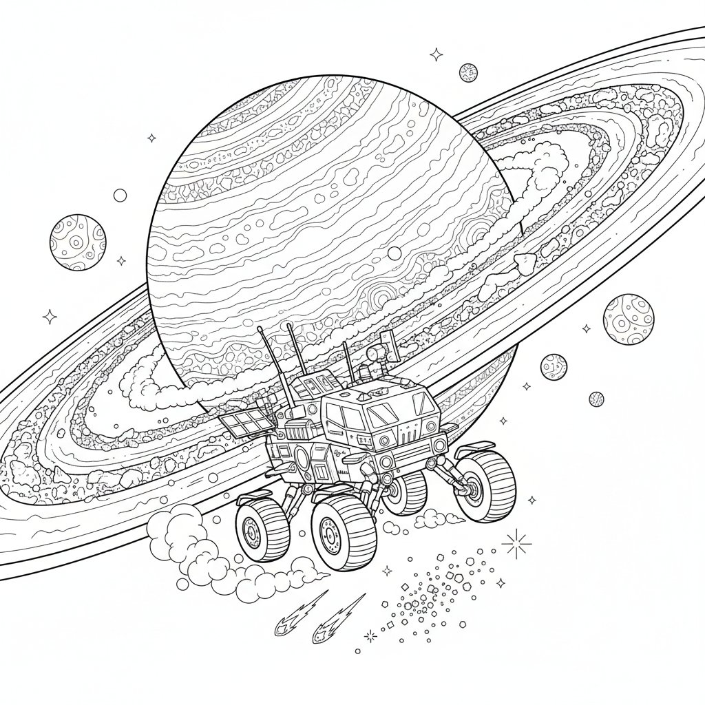 Página para Colorear del Vehículo Lunar - Difícil