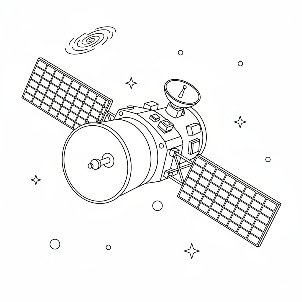 Página para Colorear del Telescopio Espacial Clásico - Medio
