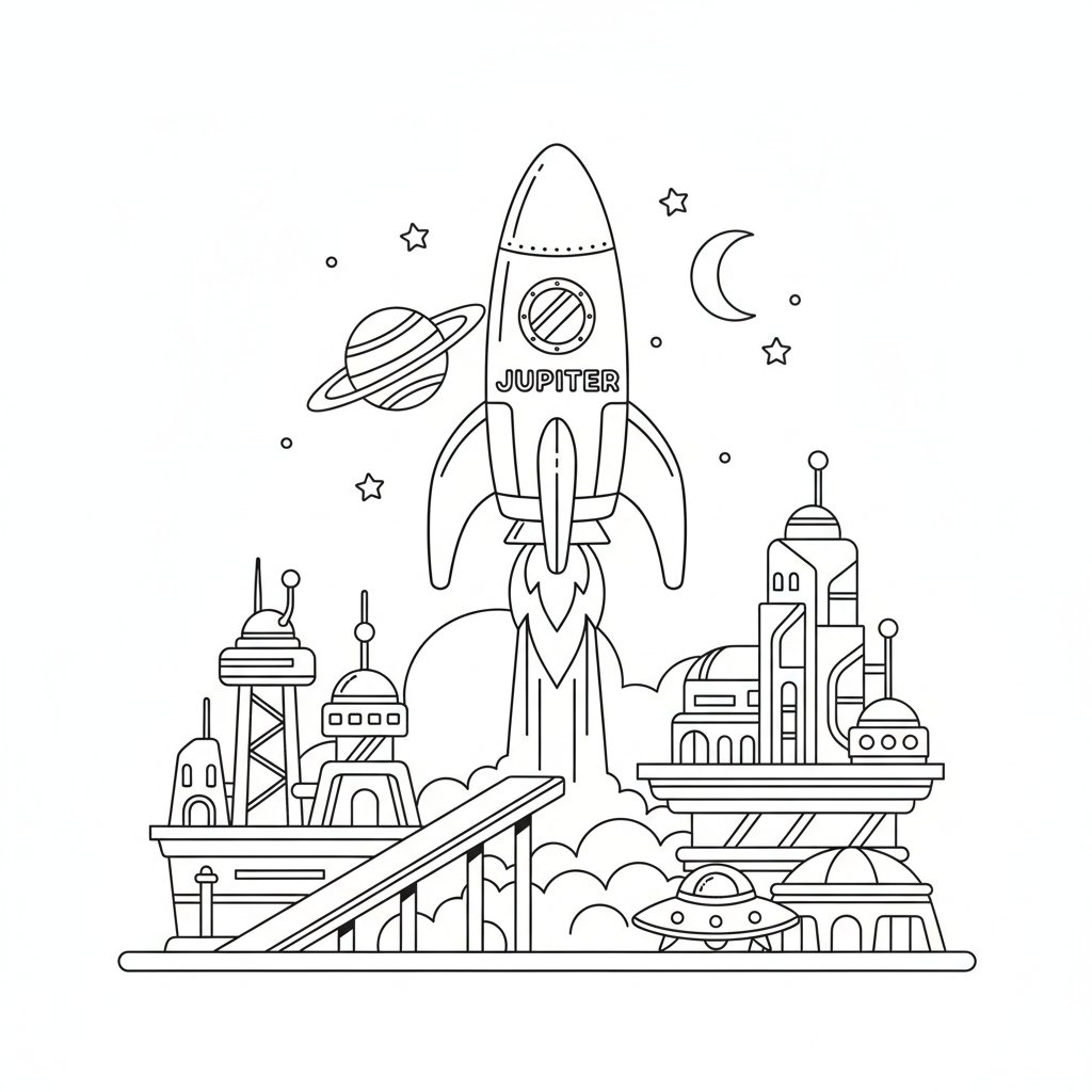 Página para Colorear de Júpiter - Medio