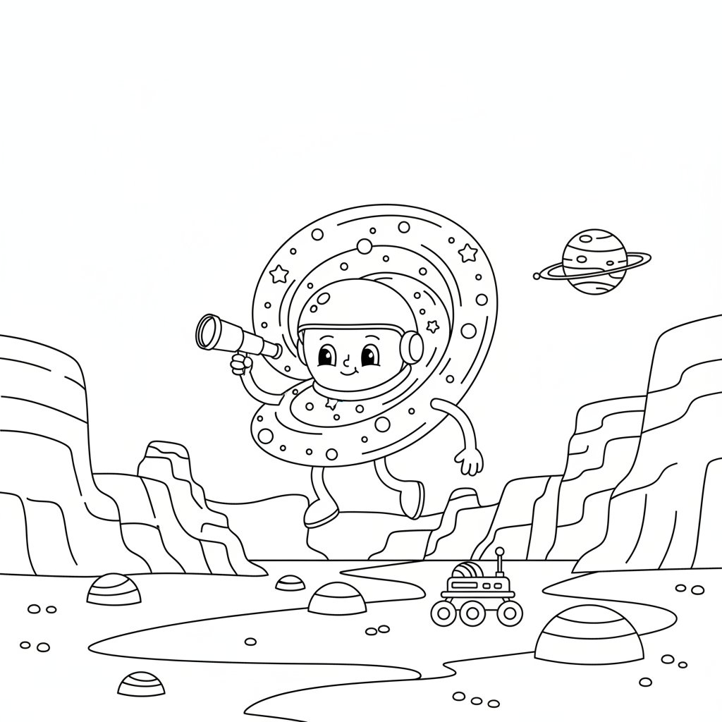 Página para Colorear de Galaxia Impresionante - Medio