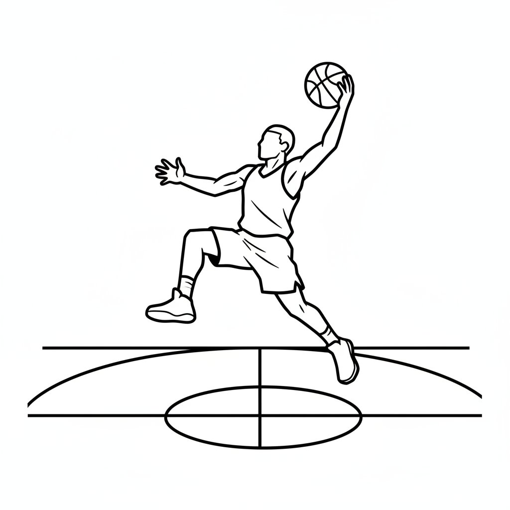 Página para colorear de jugador de baloncesto creativo - Fácil