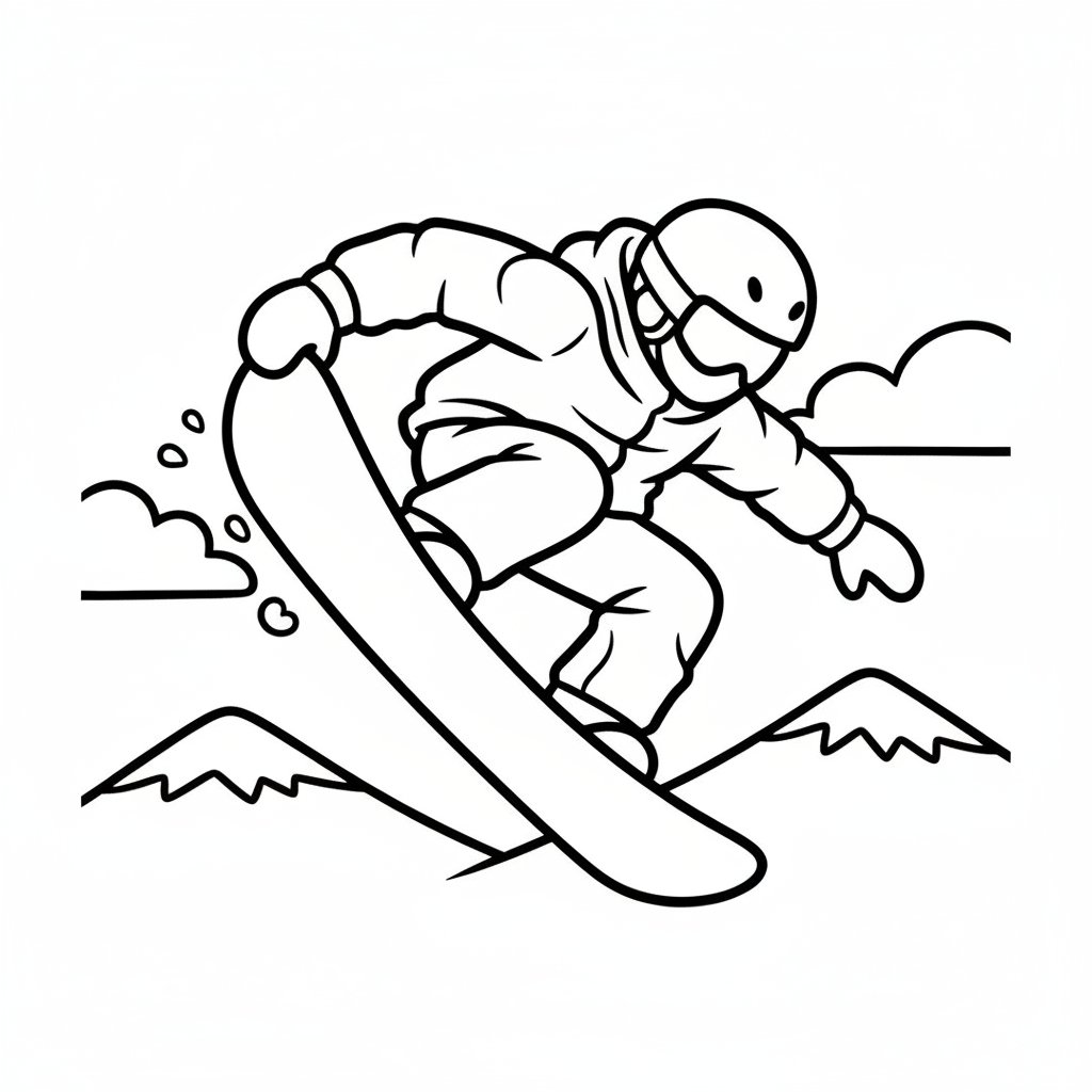 Encantadora Página para Colorear de Snowboarder - Fácil