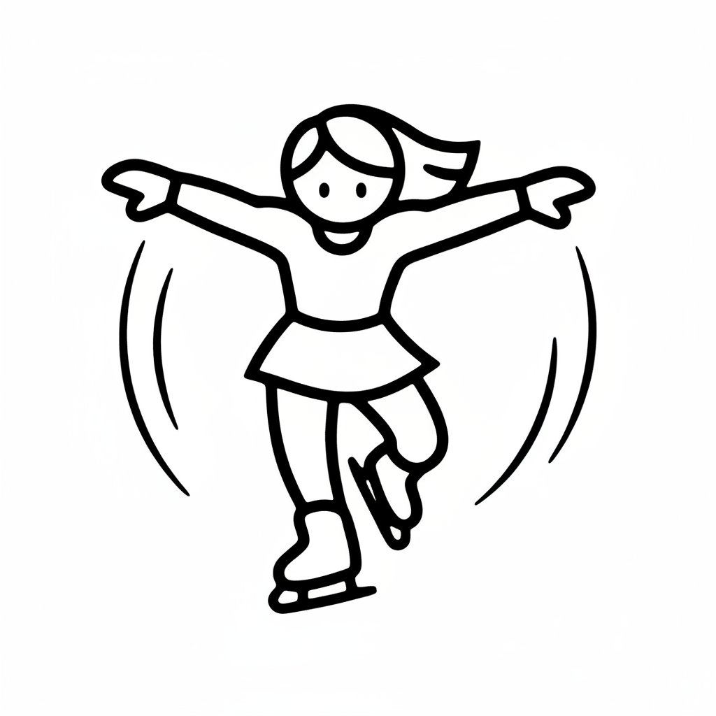 Página para Colorear de Patinador sobre Hielo - Fácil