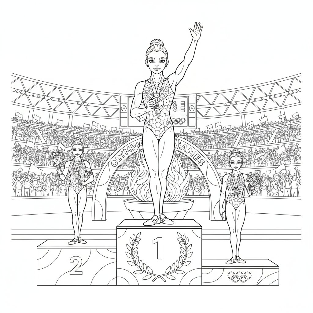 Página para Colorear de Gimnasta Artística - Difícil