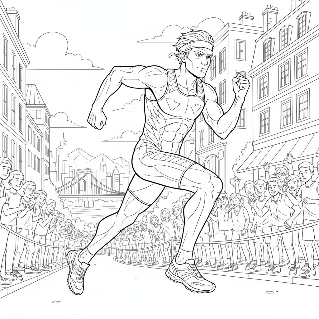 Página para Colorear Corredor - Difícil