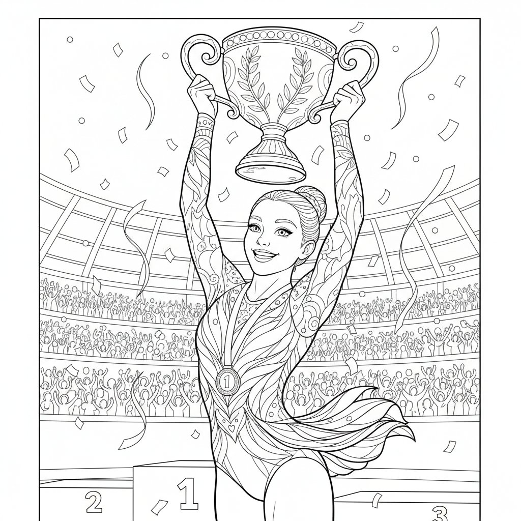 Página para Colorear Gimnasta Maravillosa - Difícil