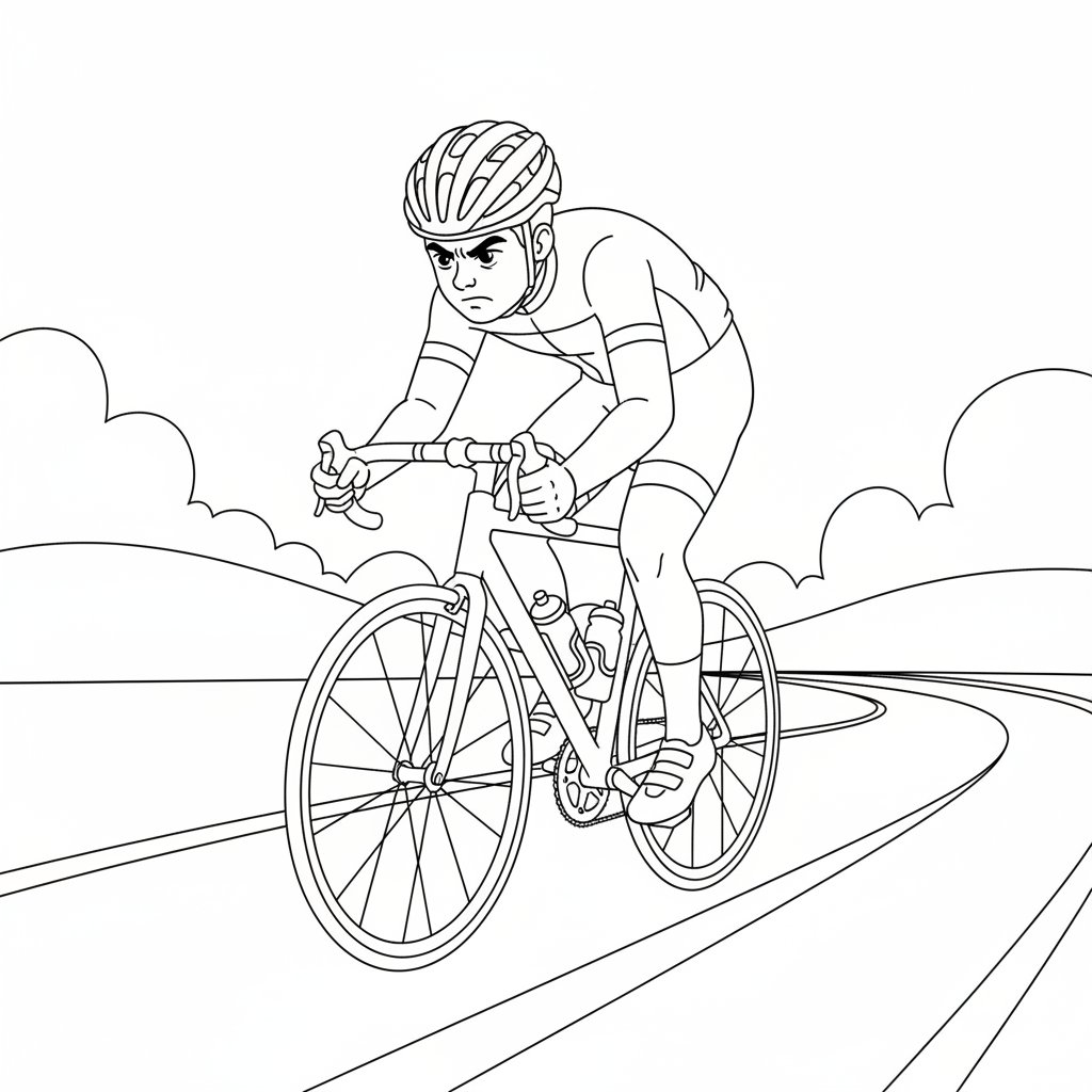 Página para Colorear de Ciclista - Medio