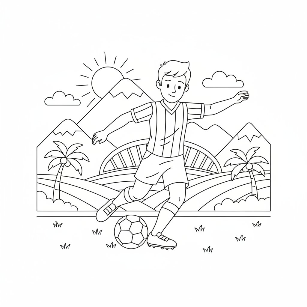 Página para Colorear de Jugador de Fútbol - Medio