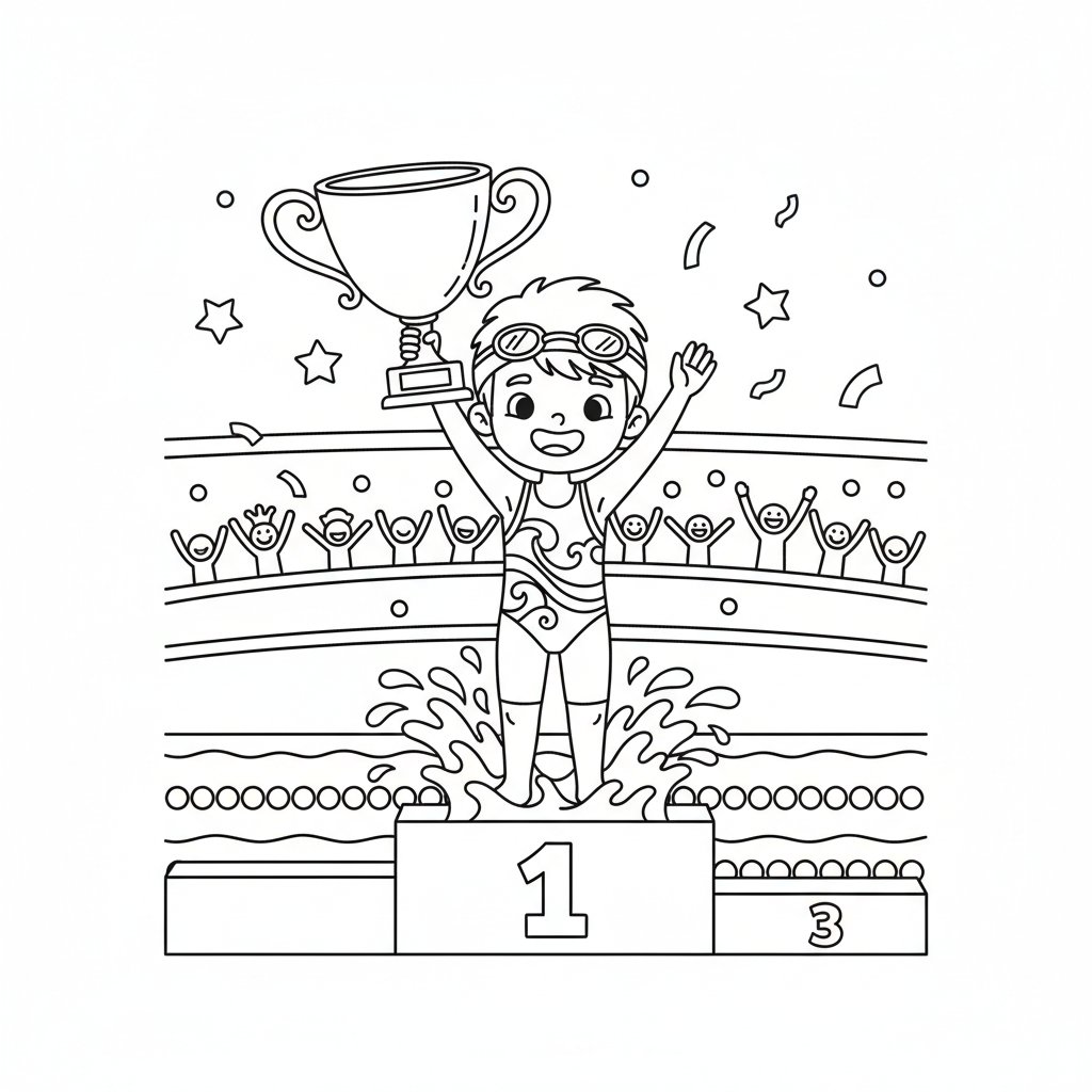 Página para Colorear Nadador - Medio