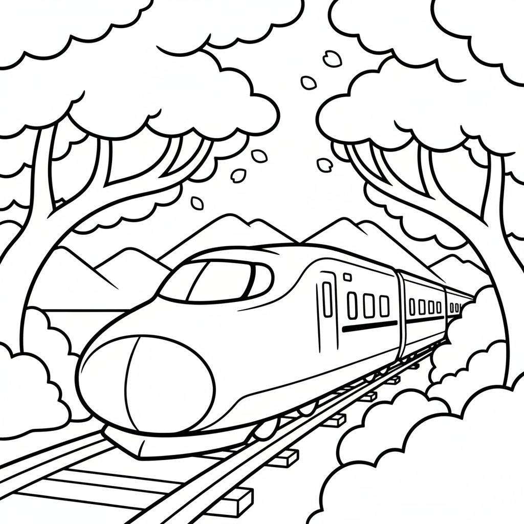 Página para Colorear del Tren Bala Artístico - Fácil