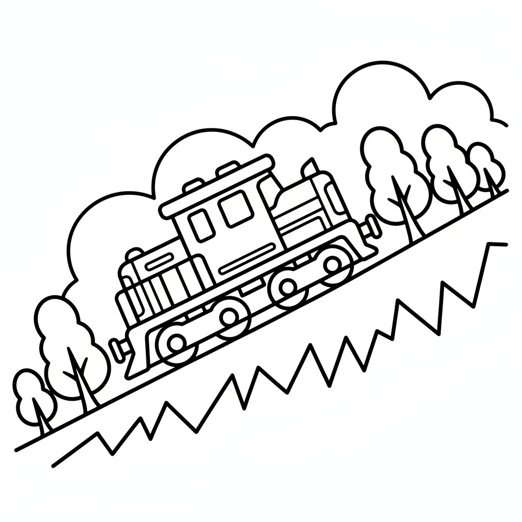 Página para Colorear de la Locomotora Diésel - Fácil
