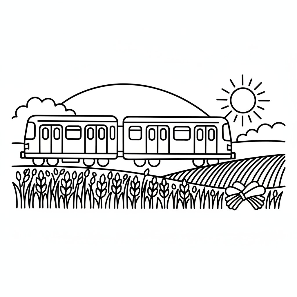 Página para Colorear de Tren de Metro - Fácil