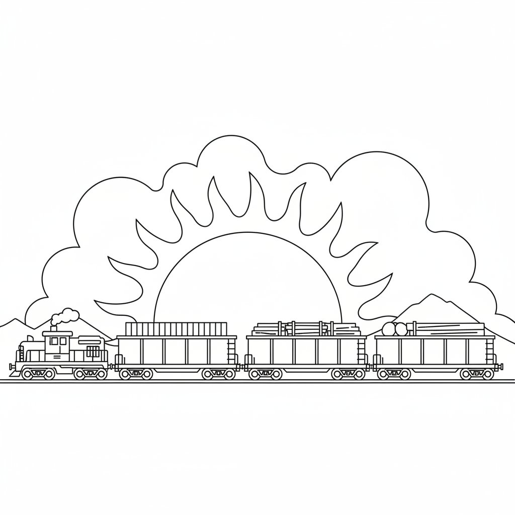 Tren de Carga Página para Colorear - Medio