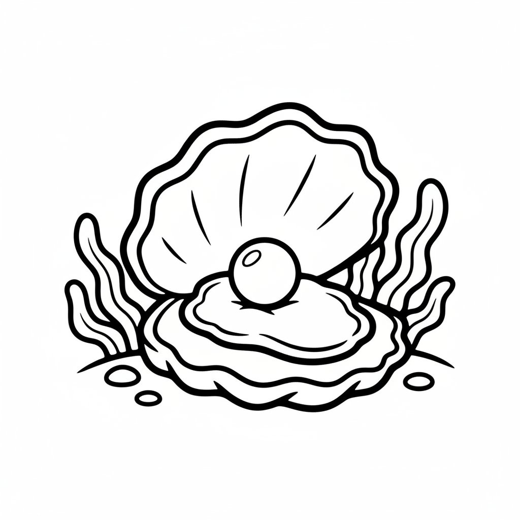 Página para Colorear de Ostra Perla Soñadora - Fácil