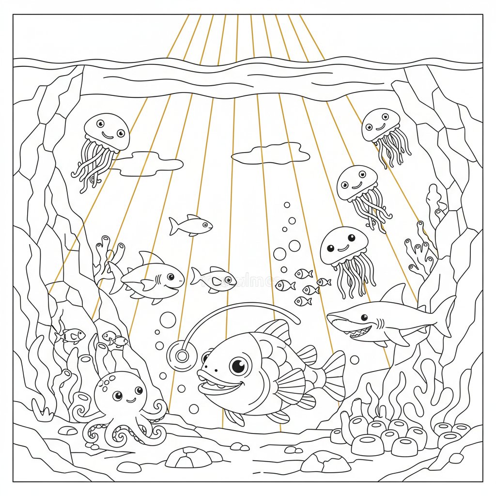 Ocean Trench Coloring Page - Medium
