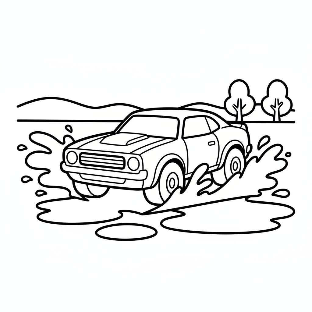 Neşeli Kas Araba Boyama Sayfası - Kolay