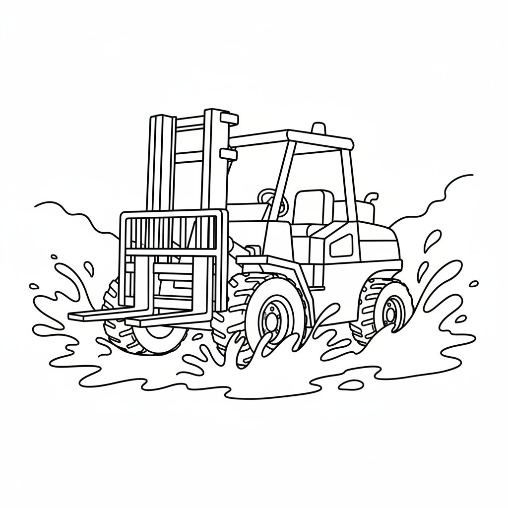 Alegre Montacargas Página para Colorear - Fácil