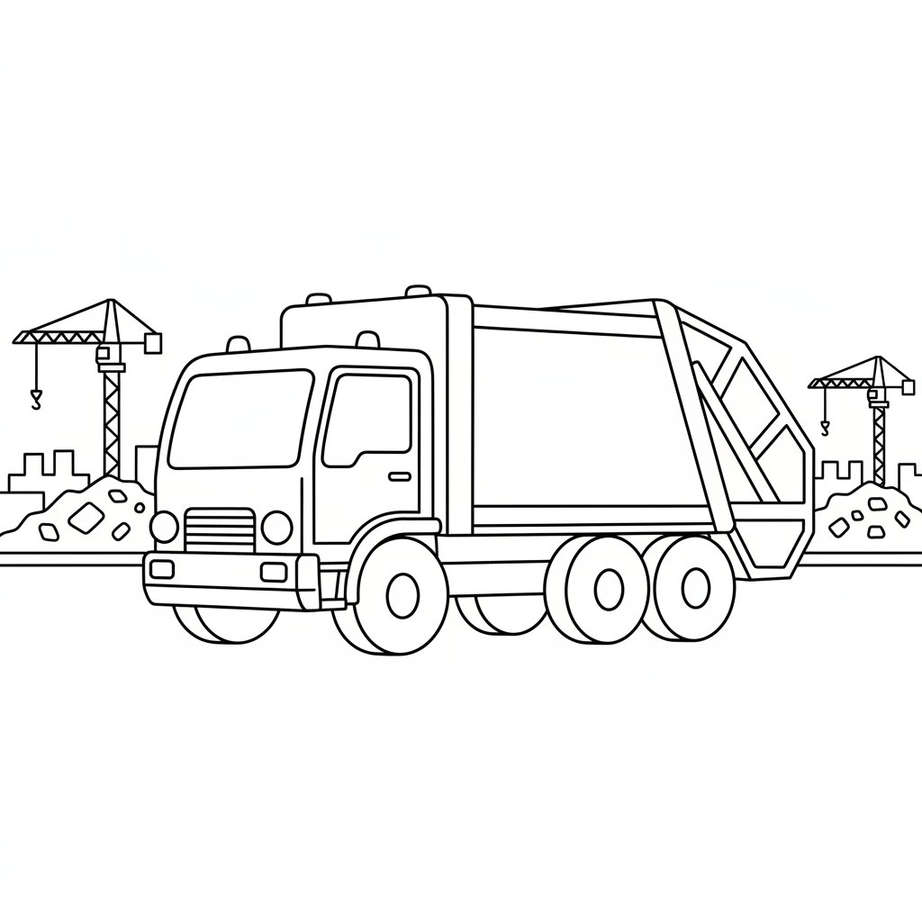 Página para Colorear de Camión de Basura Majestuoso - Fácil