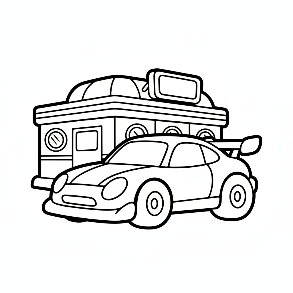 Página para Colorear de Coche de Carreras - Fácil