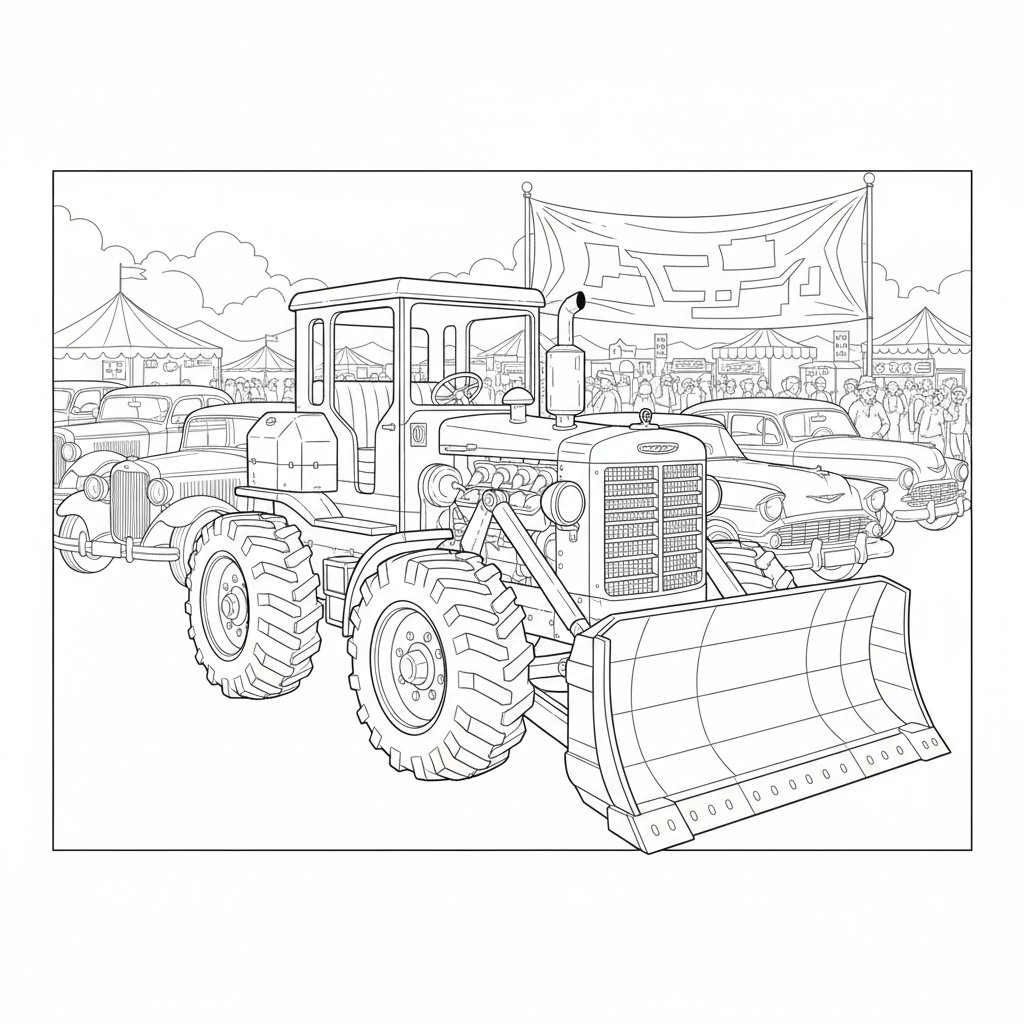 Página para Colorear de Bulldozer Fantástico - Difícil