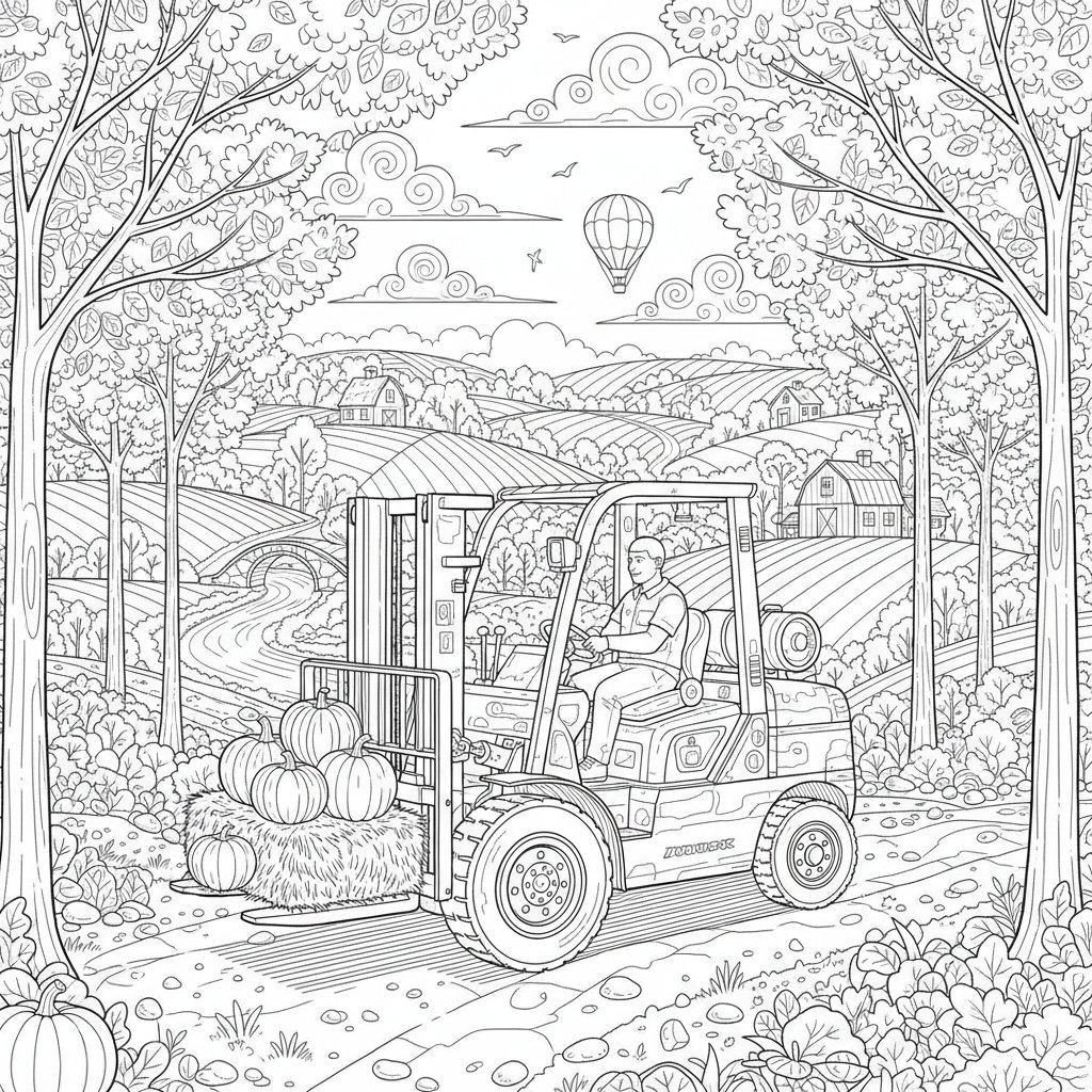 Montacargas Página para Colorear - Difícil