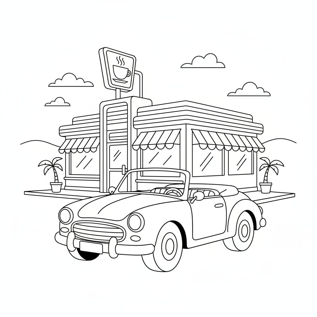 Página para Colorear de Descapotable - Medio