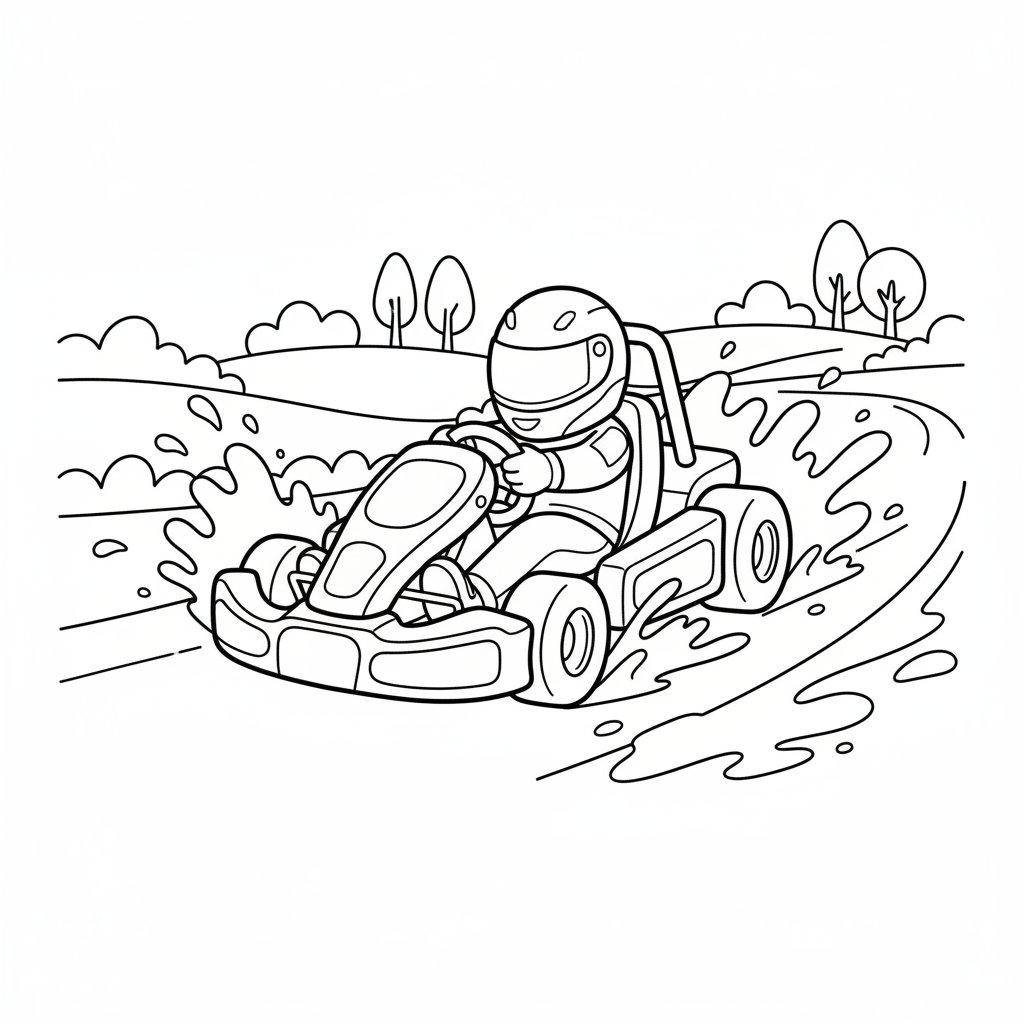 Página para Colorear de Go-Kart - Medio