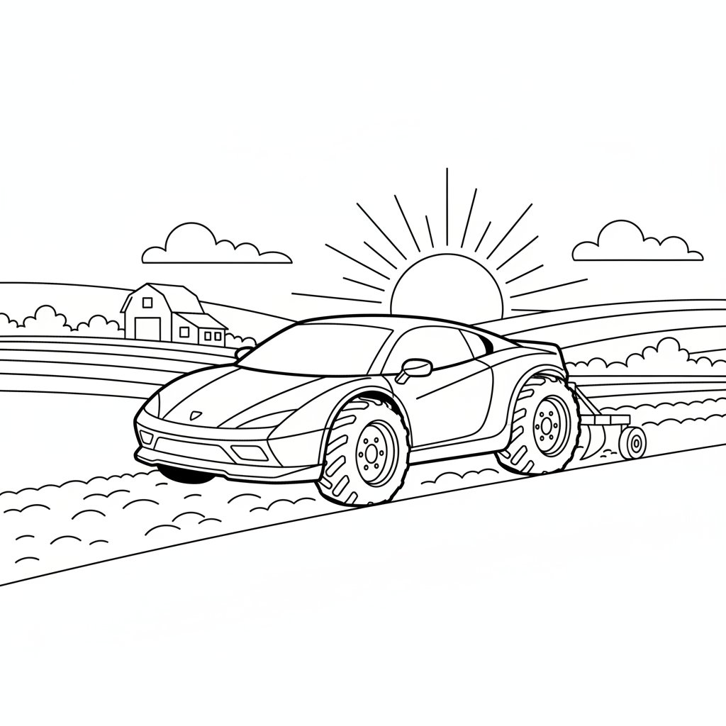 Página para Colorear de Coche Deportivo Majestuoso - Medio