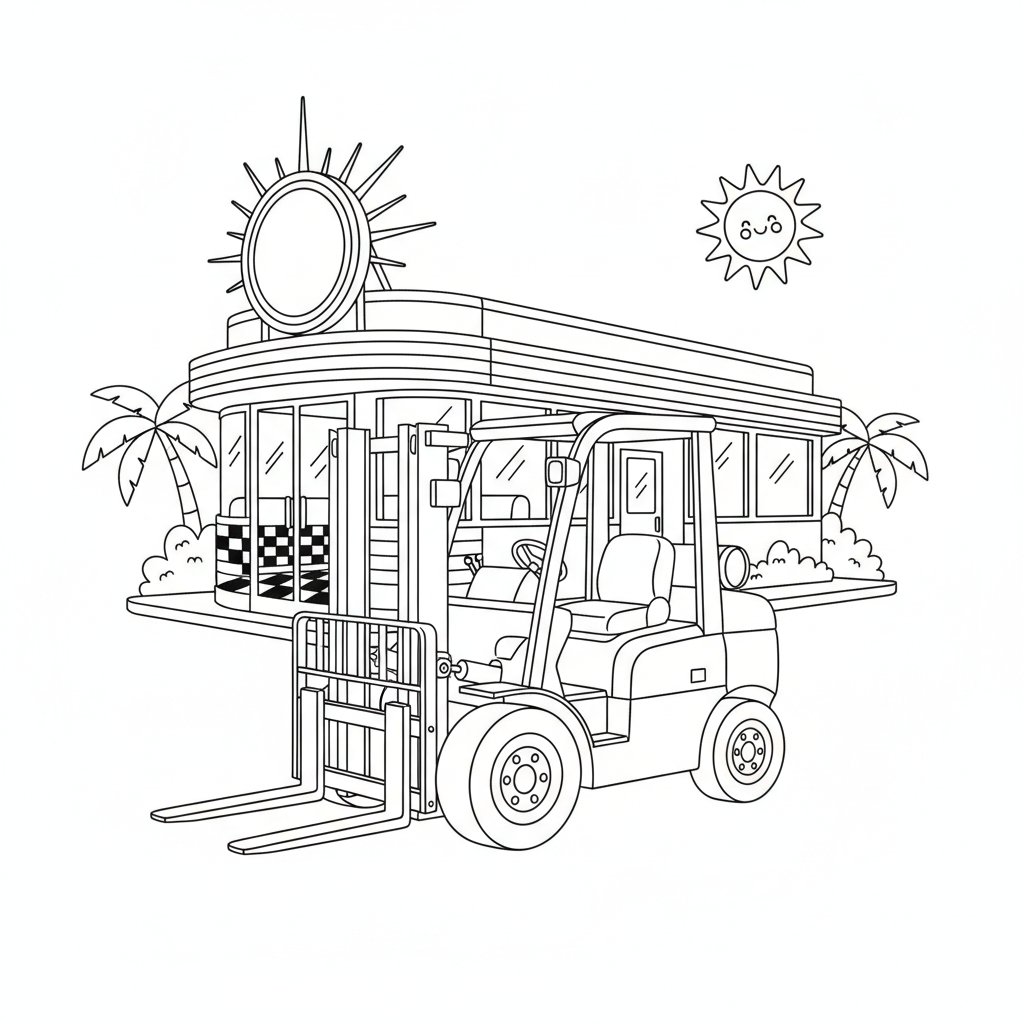 Página para Colorear de Montacargas Juguetón - Medio